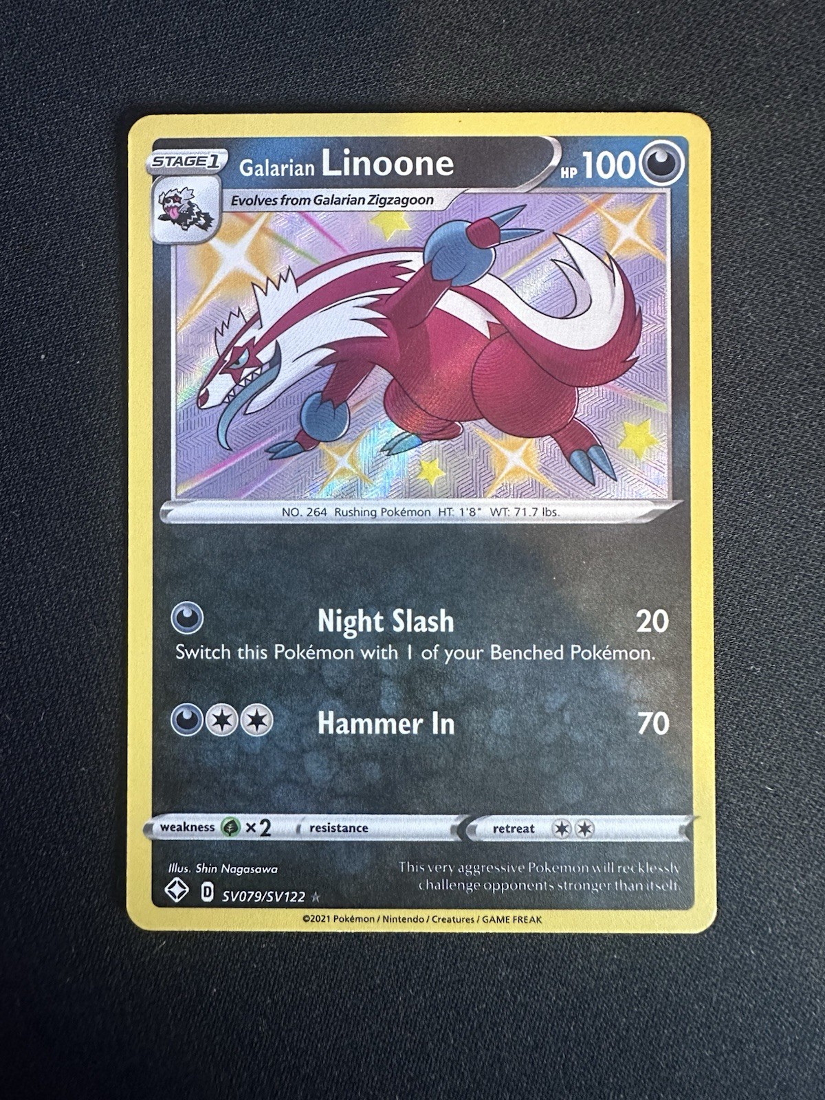 Pokemon - Galarian Linoone - SV079/SV122 - Shining Fates Shiny Vault - Holo NM