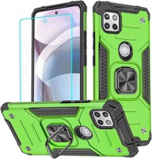 For Moto One 5G Ace Case 2 Tempered Glass Shockproof,Motorola G 5G - Green