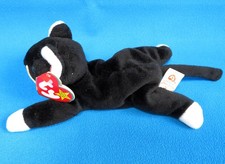 BLACK TUXEDO KITTY CAT GREEN eyes soft toy ZIP TY BEANIE BABIES baby VINT. 1993