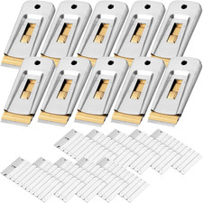 10-Pack Metal Razor Blade Scraper Set with 100 Extra Blades &ndash; Heavy Duty Tool