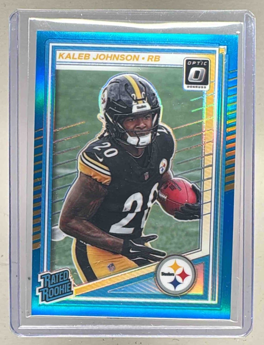 Kaleb Johnson 2025 Panini Donruss Optic #232 Aqua Prizm Rated Rookie RC 181/349