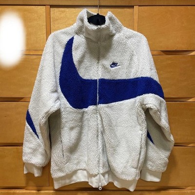 Nike  Reversible Boa Jacket Big Swash White Navy Men's SizeM