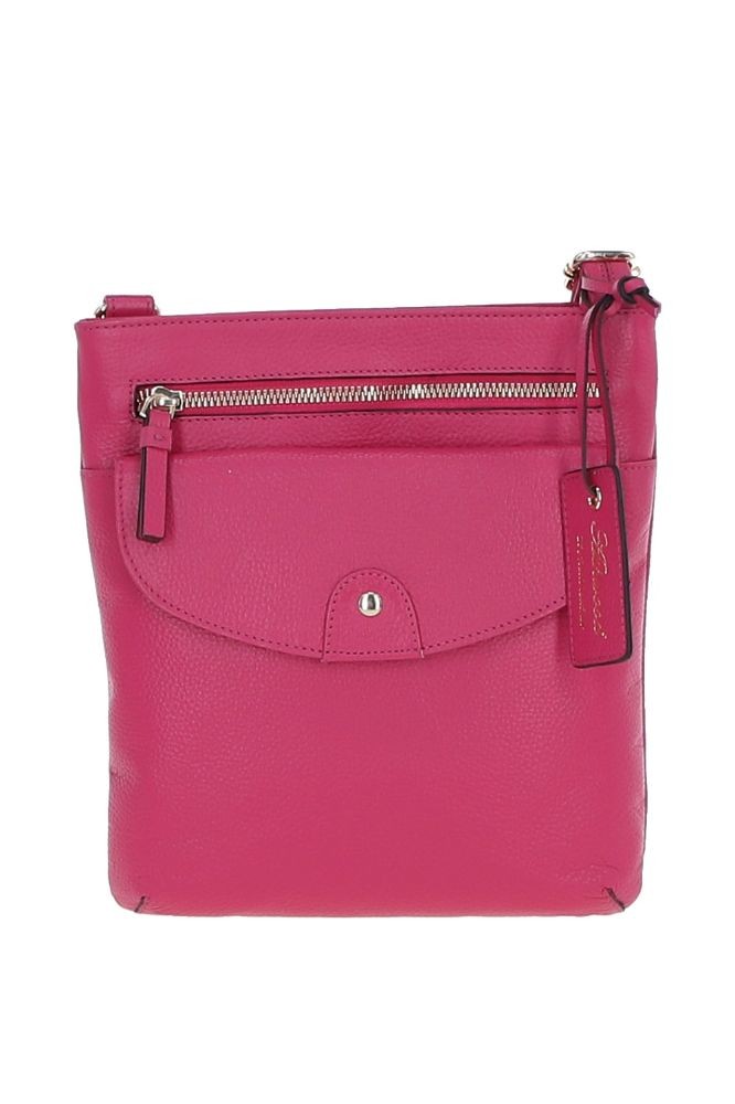 Chester Leather Crossbody Bag With Top & Side Flap Pocket Pink
