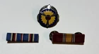 World War 2 WWII Sterling Silver Military Air Service Pin Plus 2 Bar Ribbons