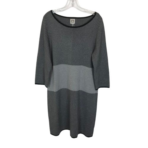 NWT Anne Klein Womens Size Large Gray Mixed Pattern Sweater Dress NEw - 第 1/8 張圖片