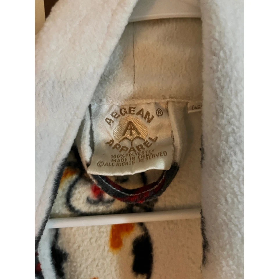 Aegean Apparel Cat Print Fleece Robe One Size Cozy Fun Novelty - Image 2 of 4