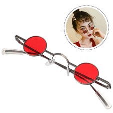 Fashion Small Round Frame Sunglasses Red Metal for Beach Eyewear