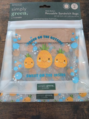 #ad #ad New Simply Green Reusable Sandwich Bags Pineapple Print 9quot; x 8quot; BPA Free 2 Pk $5.98