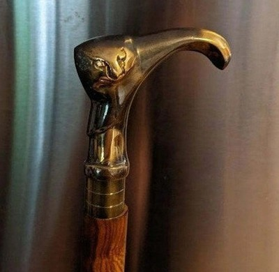 #ad Ladies Choice RARE Antique Cat Handle Victorian Inlaid Wooden Walking Cane Stick $48.14