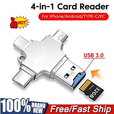 4IN1 USB 3.0 Flash Drive Micro TF Card Reader Adapter OTG Type-C iPhone Android 