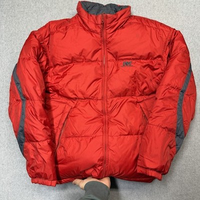 90s Helly Hansen Down Puffer Jacket Mens Size Small Red Gray Reversible Coat