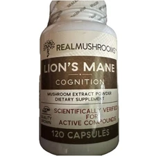 Lion's Mane Cognition Mushroom Extract Powder, 120 Capsules Exp 12/26