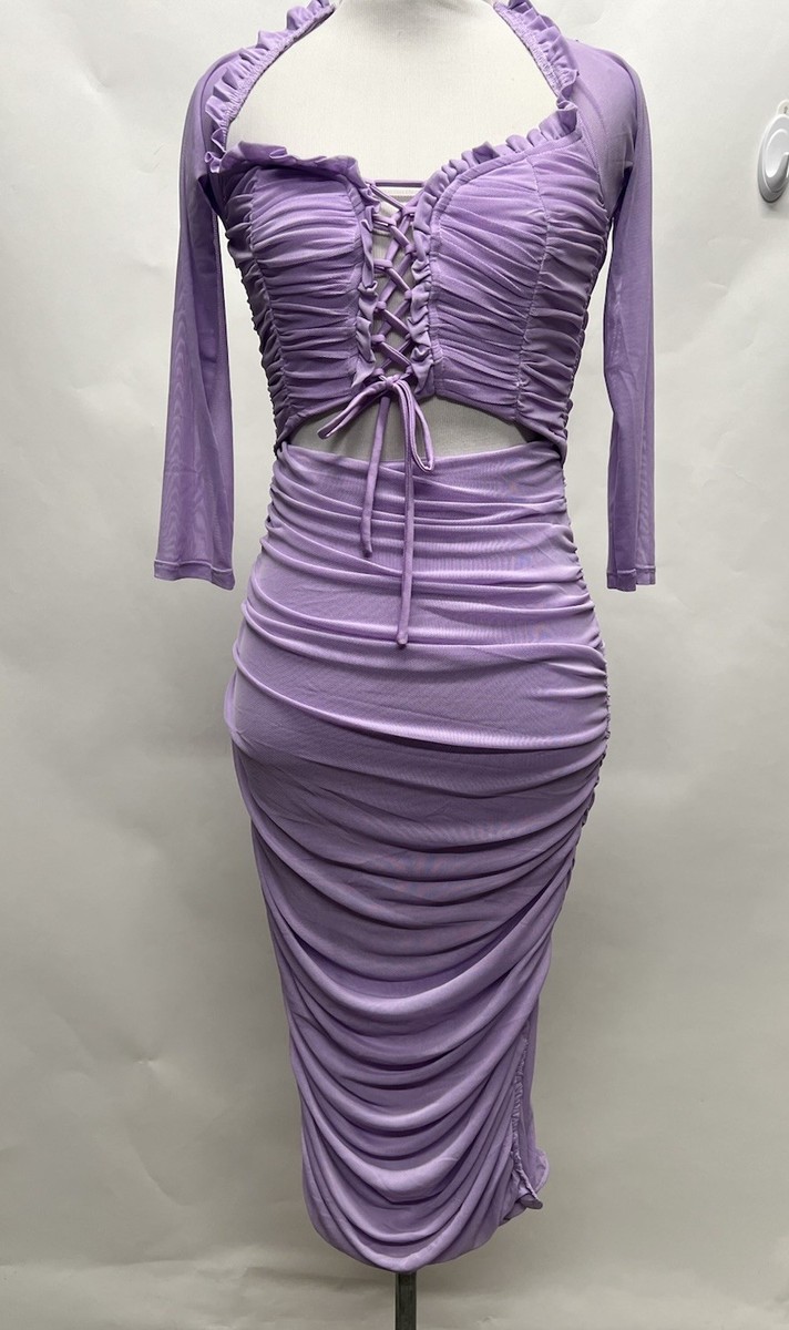 Shero Women's Size M Lavender Long Sleeve Ruched Cocktail Dress NWT | eBay Shero Women's Size M Lavender Long Sleeve Ruched Cocktail Dress NWT | eBay