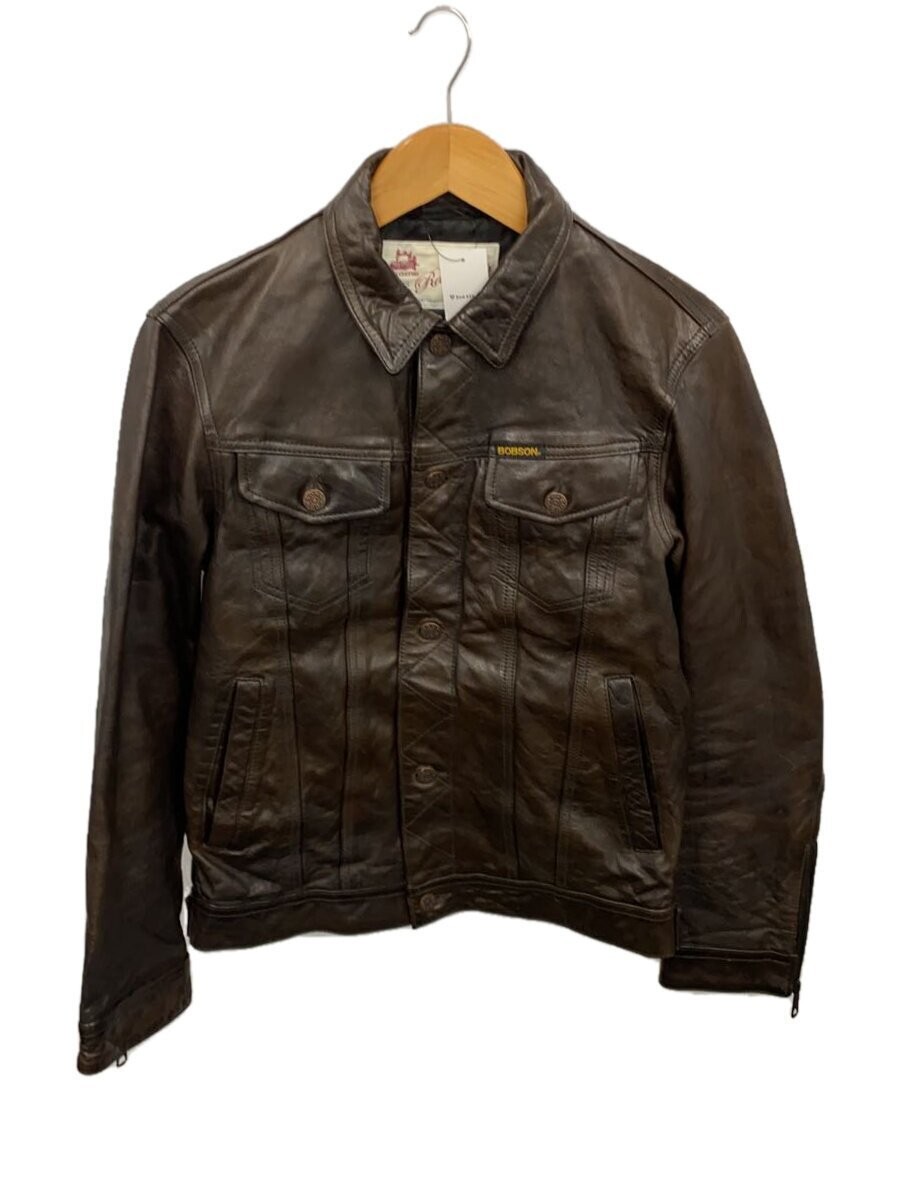 Rattletrap Sheepskin Leather Blouson Jacket Brown Plain M0584LJM104 1266