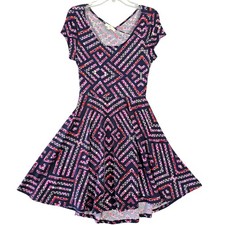 Love, Fire Blue Mini Dress Stretch Keyhole Back Short Cap Sleeves Women's Size L