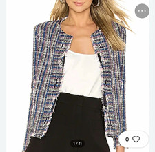IRO Frannie Tweed Cropped Open Jacket 34 XS 548