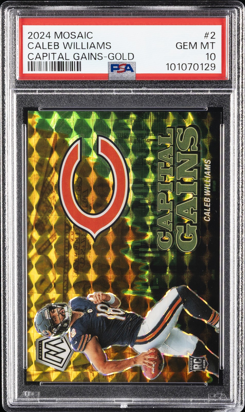 2024 PANINI MOSAIC CAPITAL GAINS GOLD #2 CALEB WILLIAMS 9/10 PSA 10
