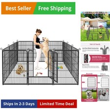 Dog Playpen, 32inch 10 Panels Outdoor Dog Fence Indoor Dog Pen Anti-Rust Pet ...