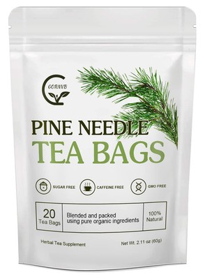 Organic Pine Needle Tea Bags - 100% Pure Natural Dried 20 Count (Pack of 1) 
