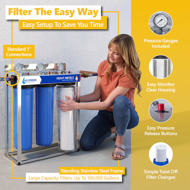 Express Water Whole House Filtration 3 Stage 15GPM Clear Hou