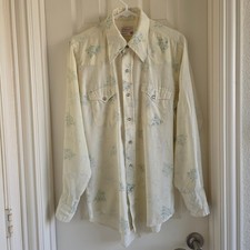 Vintage 1960s Mens Wrangler Floral Western Pearl Snap Shirt Single Needle