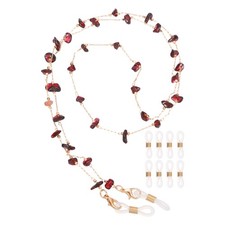 Glasses Chain, 74cm Stone Eyeglasses Strap with 8 Ends for Women, Dark Red