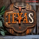 Tin Metal Signs Home Décor Texas Longhorn Cow Wall Rustic Vintage Texas State De