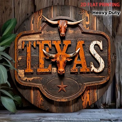 Tin Metal Signs Home Décor Texas Longhorn Cow Wall Rustic Vintage Texas State De
