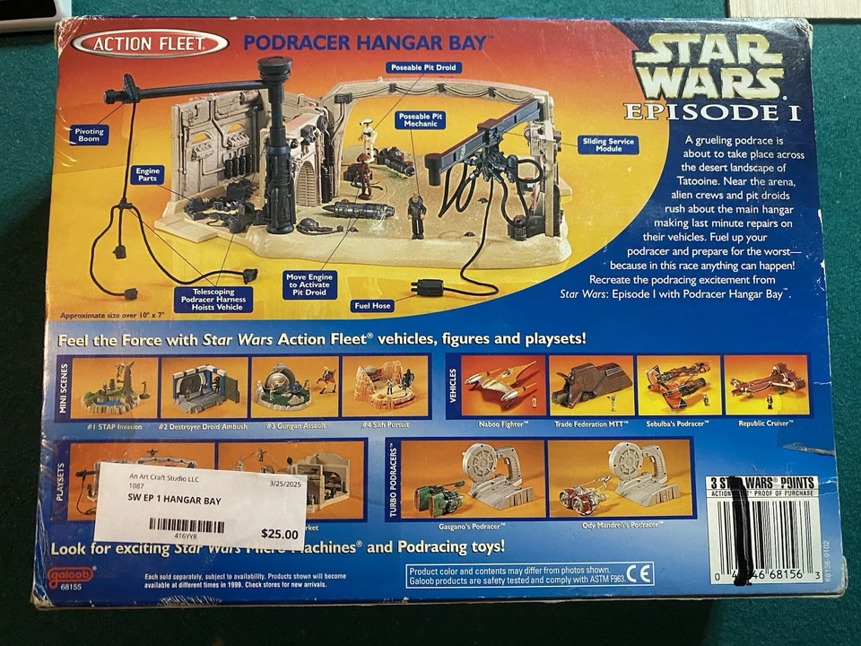 Galoob Star Wars Episodio I 1998 Podracer Hangar Bay flota de acción sellada en caja Foto 2 de 4