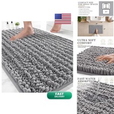 Yimobra Bathroom Rug 24 x 17 Grey - Non-Slip Washable Chenille