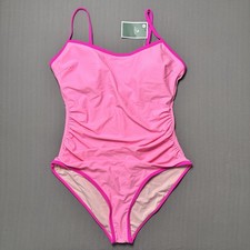 Eomenie One Piece Swimsuit Womens L Pink Contrast Tummy Control Ruched Swim