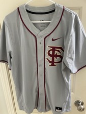 Nike Dri-FIT Florida State Seminoles Baseball Button Front Jersey Gray L