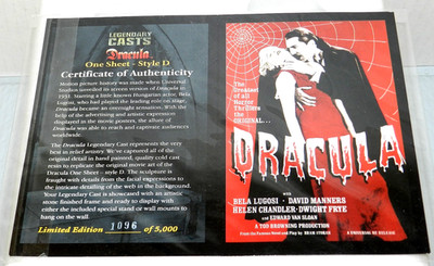 DRACULA UNIVERSAL MONSTERS ONE SHEET 3D MOVIE RESIN POSTER CODE 3 C.O.A. #1096