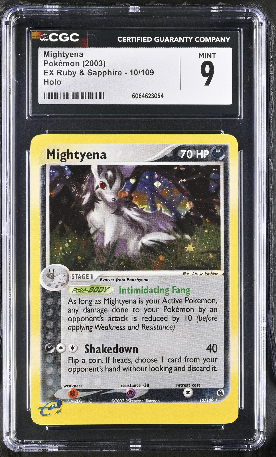 CGC 9 MINT Mightyena 2003 EX Ruby & Sapphire 10/109 Holo Pokemon Card