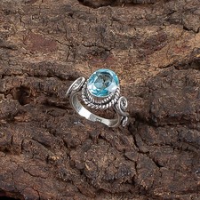 925 Sterling Silver Aquamarine Gemstone Beautiful Handmade Woman Gift Ring