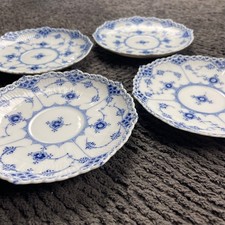 Royal Copenhagen Blue Fluted Full Lace 6  Plates Set of 4 Denmark Saucers 1142