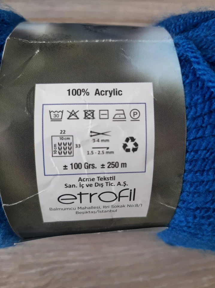 BULK LOT! Etrofil Olympos Baby Yarn - 4x BLACK, Red, Blue, Pink - 8x100g Skein - Image 3 of 3