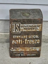 Vintage US Government Property One Gallon Anti-Freeze GAS OIL Advertising Can