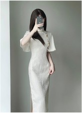 Jacquard Cheongsam 2025 Summer New Chinese Style Young Dress Formal Long Dress