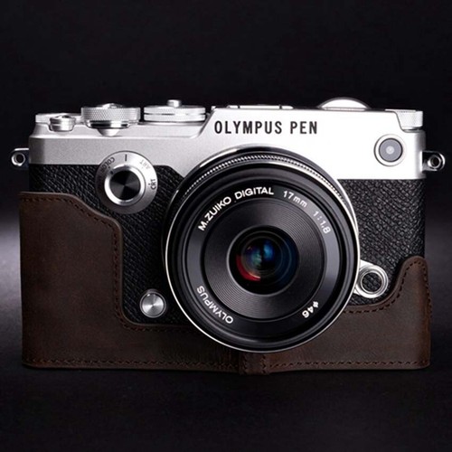 Vintage Handmade Genuine Leather Camera Half Cover Case Bag For Olympus PEN-F - Picture 10 of 21