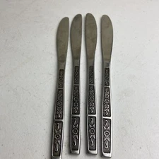 4Pc Imperial IMI57 Stainless Flatware Japan Floral Dinner Knives