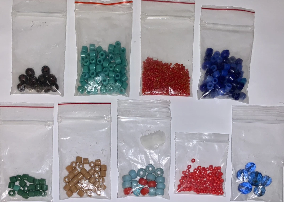 Lot of 9 Bags of Small Plastic Beads for Crafts, Jewelry Making Different  Colors