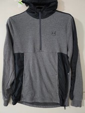 Under Armour Sweatshirt Mens M Gray Microthread Terry Hoodie Pullover 1/2 Zip