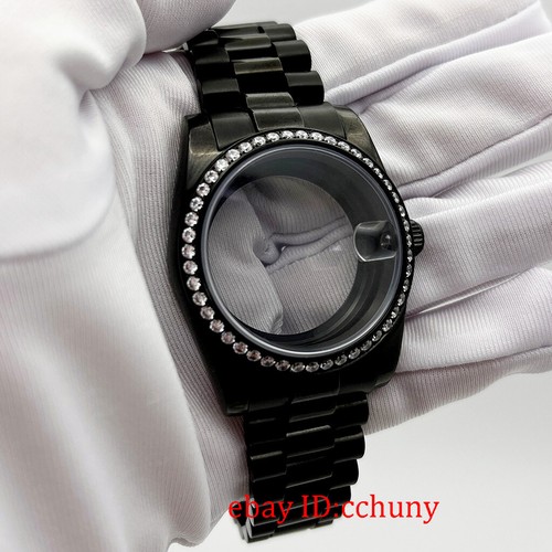 36mm/39mm Caja Reloj Negro Cristal Zafiro Ajuste NH35 Miyota 8215 ETA 2824 Movimiento - Imagen 7 de 13