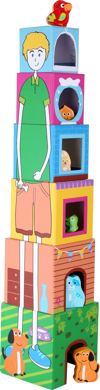 Small Foot 10044 Colourful Stacking Cubes made of cardboard, motor activity w/ 6