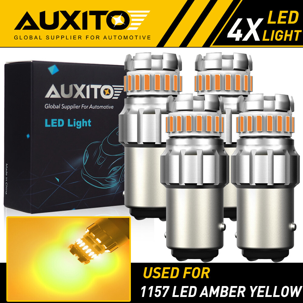 AUXITO Amber LED Turn Signal Bulbs - 1157 7528 Size, 4-Pack, Super Bright