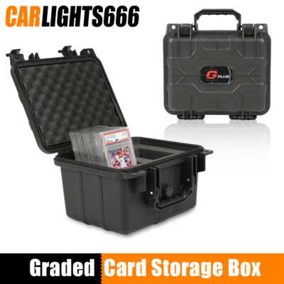 50CT Graded Card Storage Box Travel Waterproof Case Slab Holder &Protector Black