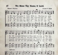 1894 Sheet Music We Bless Thy Name O Lord Religious Victorian Hymns 7.75 X 5"