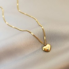 18K Gold Plated 316L Stainless Steel Love Heart Pendant Necklace for Women Gift