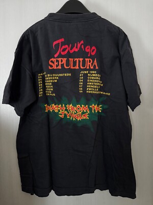 90s SEPULTURA ツアーtシャツ Vintage 1990 Sepultura Death From The Jungle Tour T Shirt L
